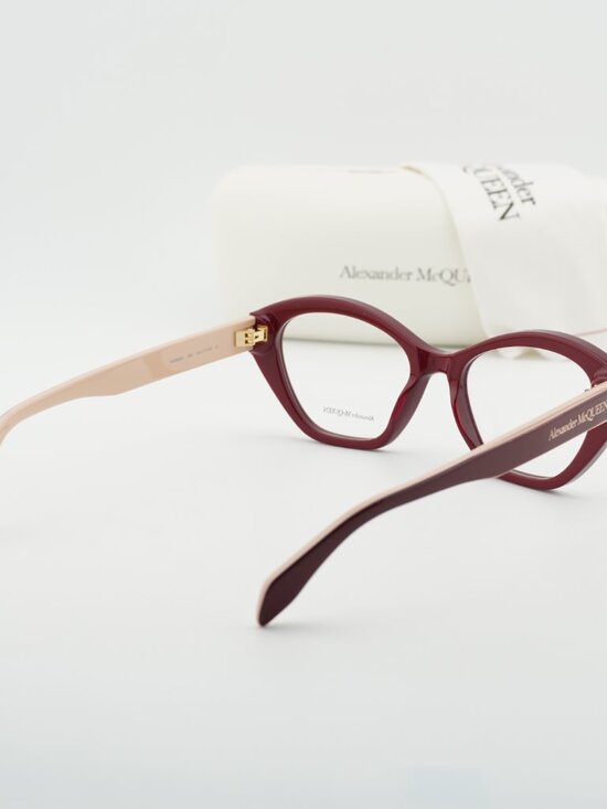 Alexander McQueen AM0360O - 004 Red | Eyeglasses Woman Alexander McQueen AM0360O 004 Cat Eye Eyeglasses 52mm - Red/Beige